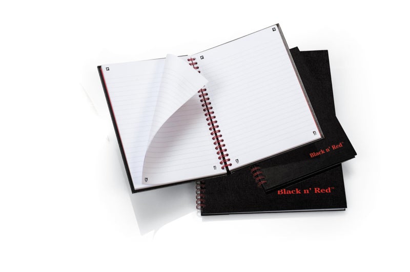 Black n' Red Notebook, Business Journal, 8-1/4"" x 5-1/4"", 70 Sheets, Ruled, Optik Paper, Scribzee App, Hardcover, Wirebound, Black (L67000) - Image 5